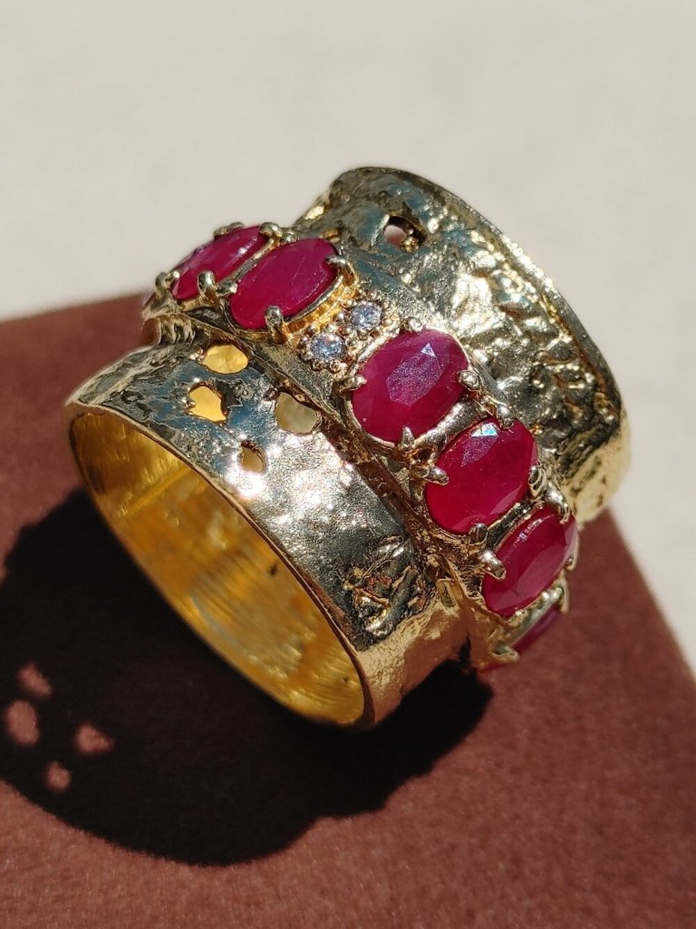 Armenta 18k Solid Yellow Gold Ruby & Diamond Ring "Artefact" Size US 9 24.1gr
